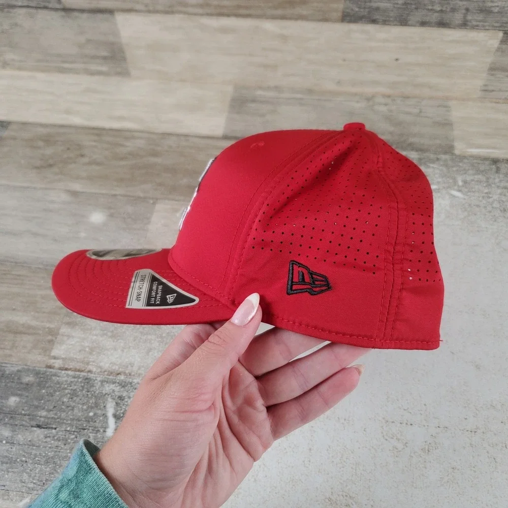 New Era Ohio State Buckeyes Hat 9SEVENTY Red Stretch Snap Trucker Adjustable Hat
